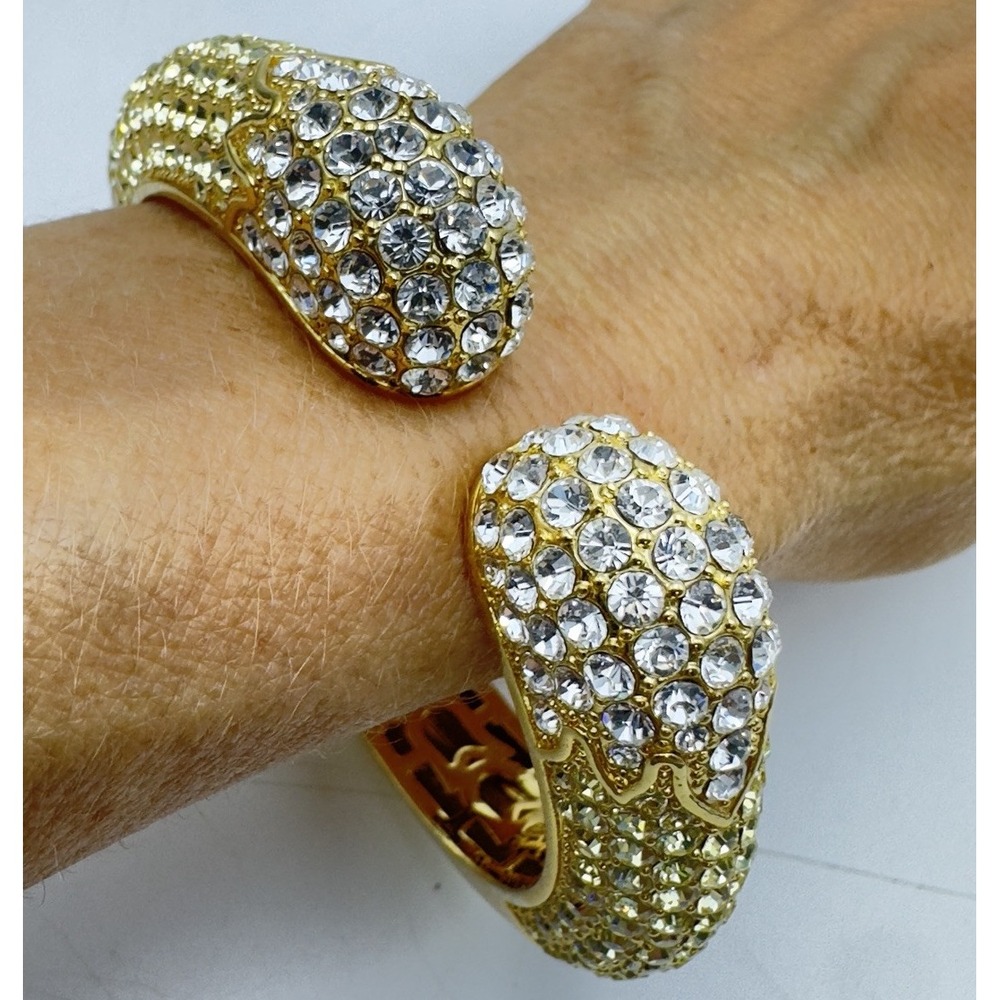 Joan Boyce Canary Crystal Kissable Pave Hinged Bracelet  Yellow Gold Tone HSN